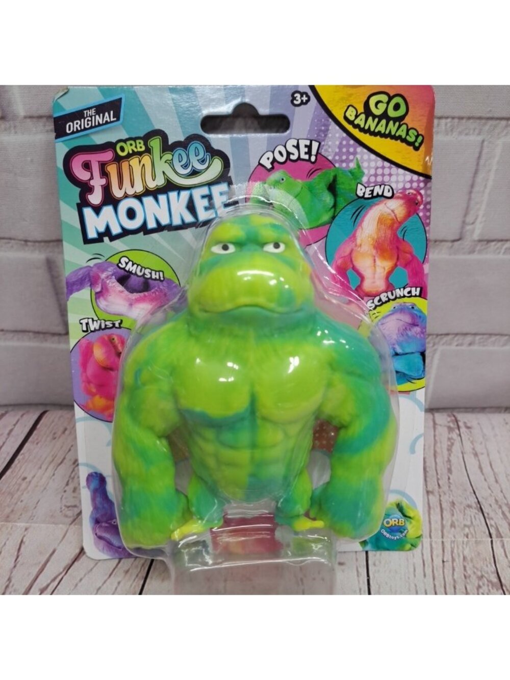 ORB Orginal‎ Funkee Monkee Bendable Novelty Toy Figure Ages 3+ New  Green Fade